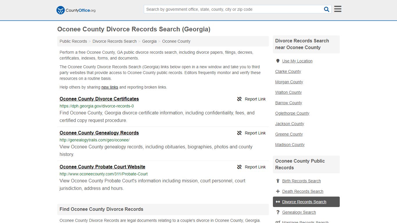 Oconee County Divorce Records Search (Georgia) - County Office